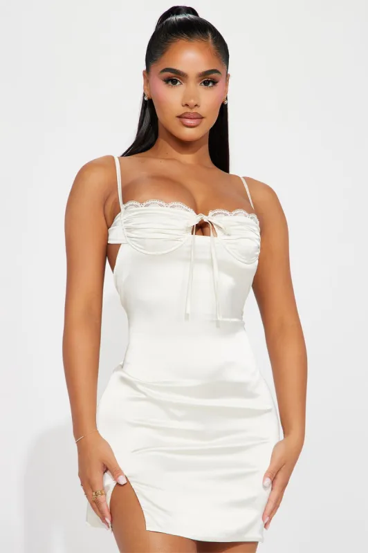 Genevieve Satin Mini Dress - Ivory sold by Fashion Nova