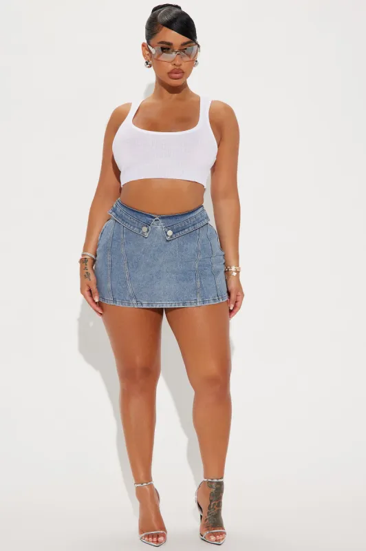 Sara Waistband Foldover Denim Mini Skirt - Medium Wash sold by Fashion Nova