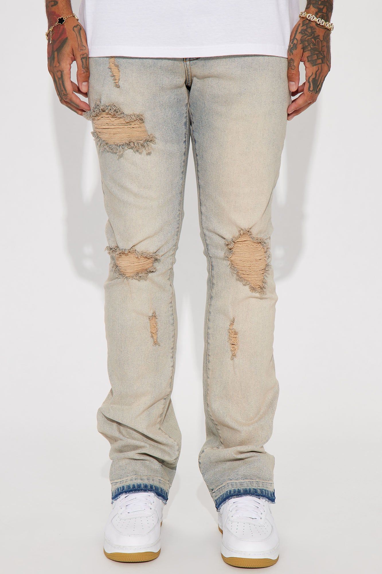 Agave Stacked Skinny Skinny Flare Jeans - Vintage Blue Wash sold by Fashion Nova