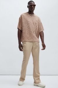 Santorini Textured Boxy Short Sleeve Tee - Taupe sold by Fashion Nova