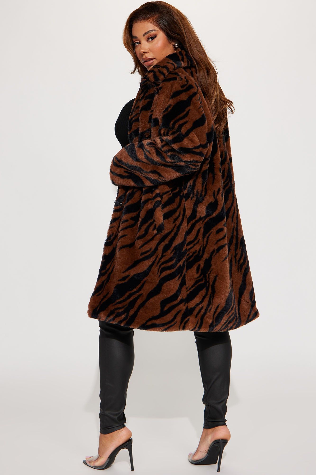 Zebra Love Faux Fur Coat - Brown/combo sold by Fashion Nova product image thumbnail 7