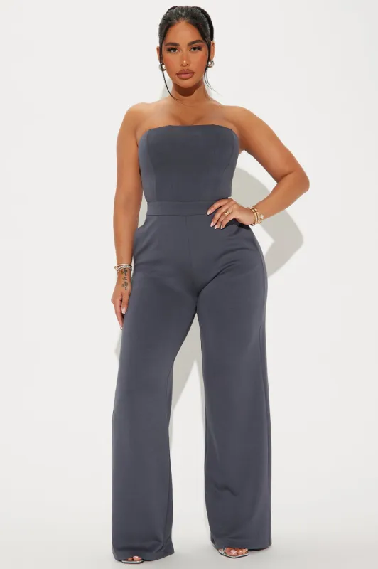 Weekend Attire Jumpsuit  - Charcoal sold by Fashion Nova