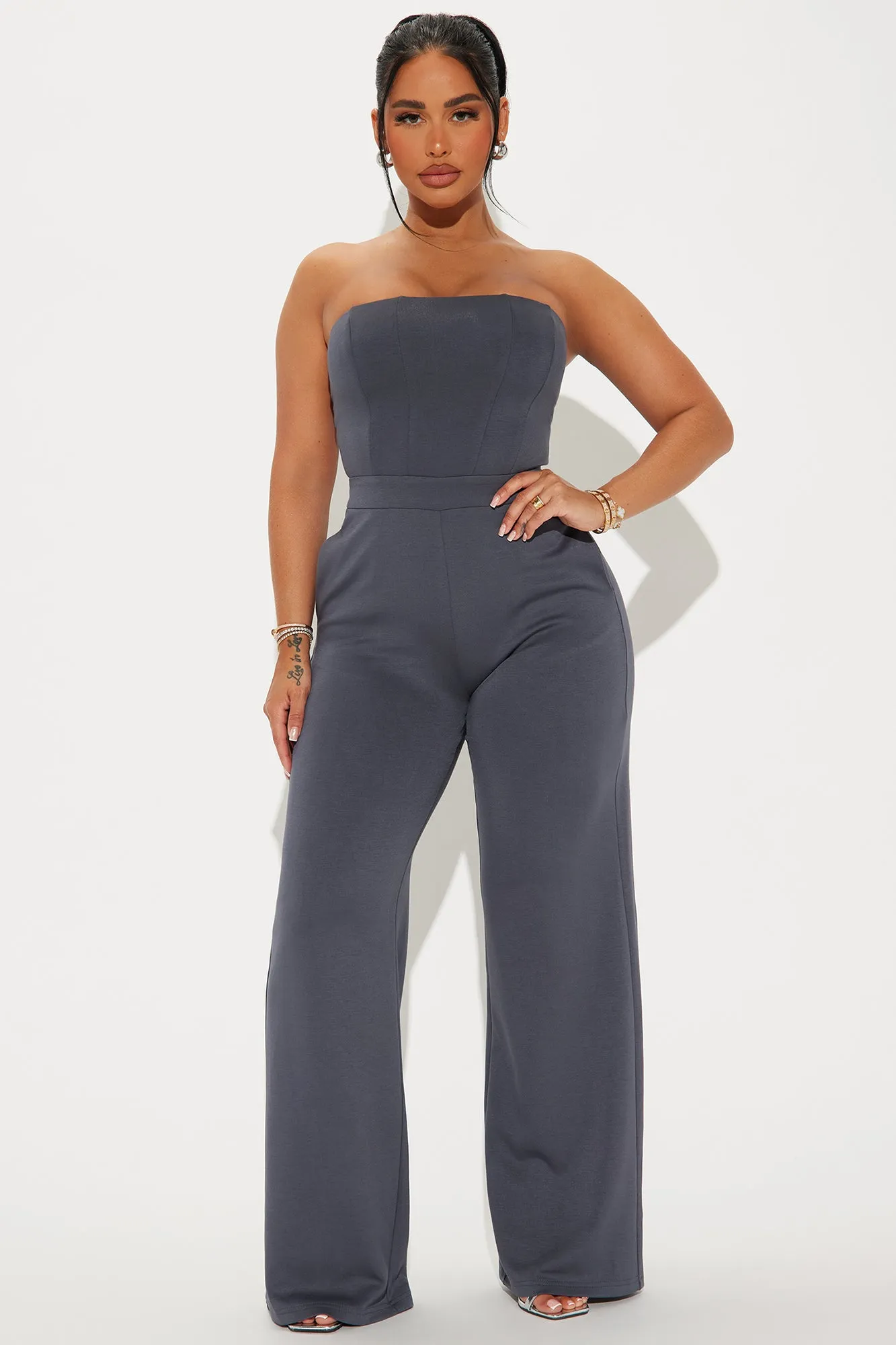 Weekend Attire Jumpsuit - Charcoal sold by Fashion Nova