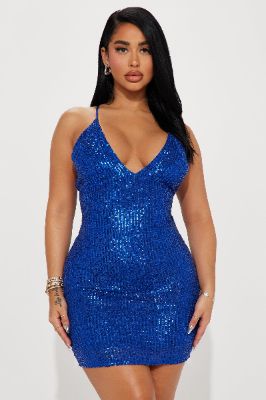 Alexa Sequin Mini Dress - Royal sold by Fashion Nova
