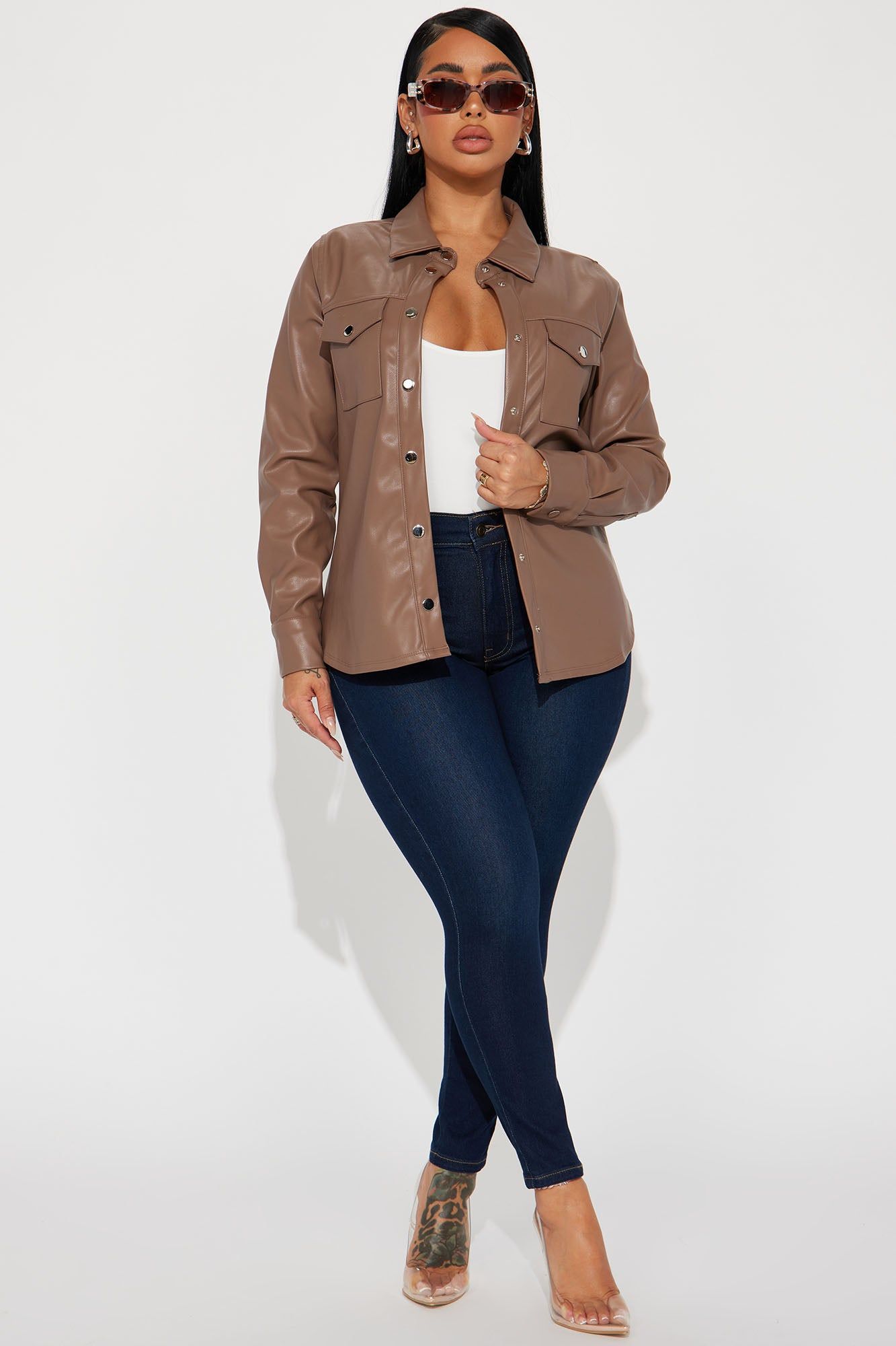 Enola Faux Leather Shirt - Mocha sold by Fashion Nova product image thumbnail 2