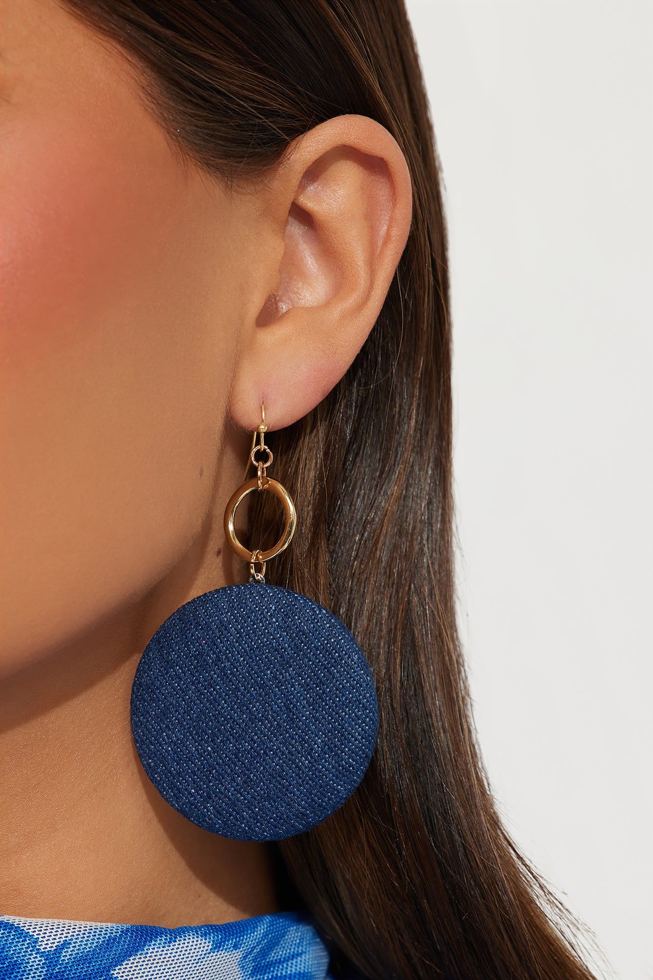 Rockin All Denim Earrings - Dark Wash sold by Fashion Nova