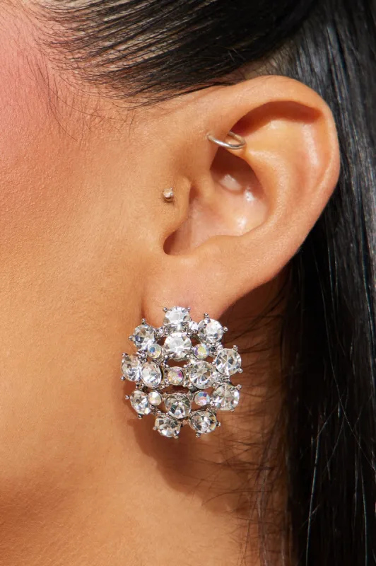 Living Lavish Rhinestone Earrings - Silver sold by Fashion Nova