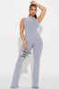 Amber Snatched Flare Jumpsuit - Slate Grey sold by Fashion Nova