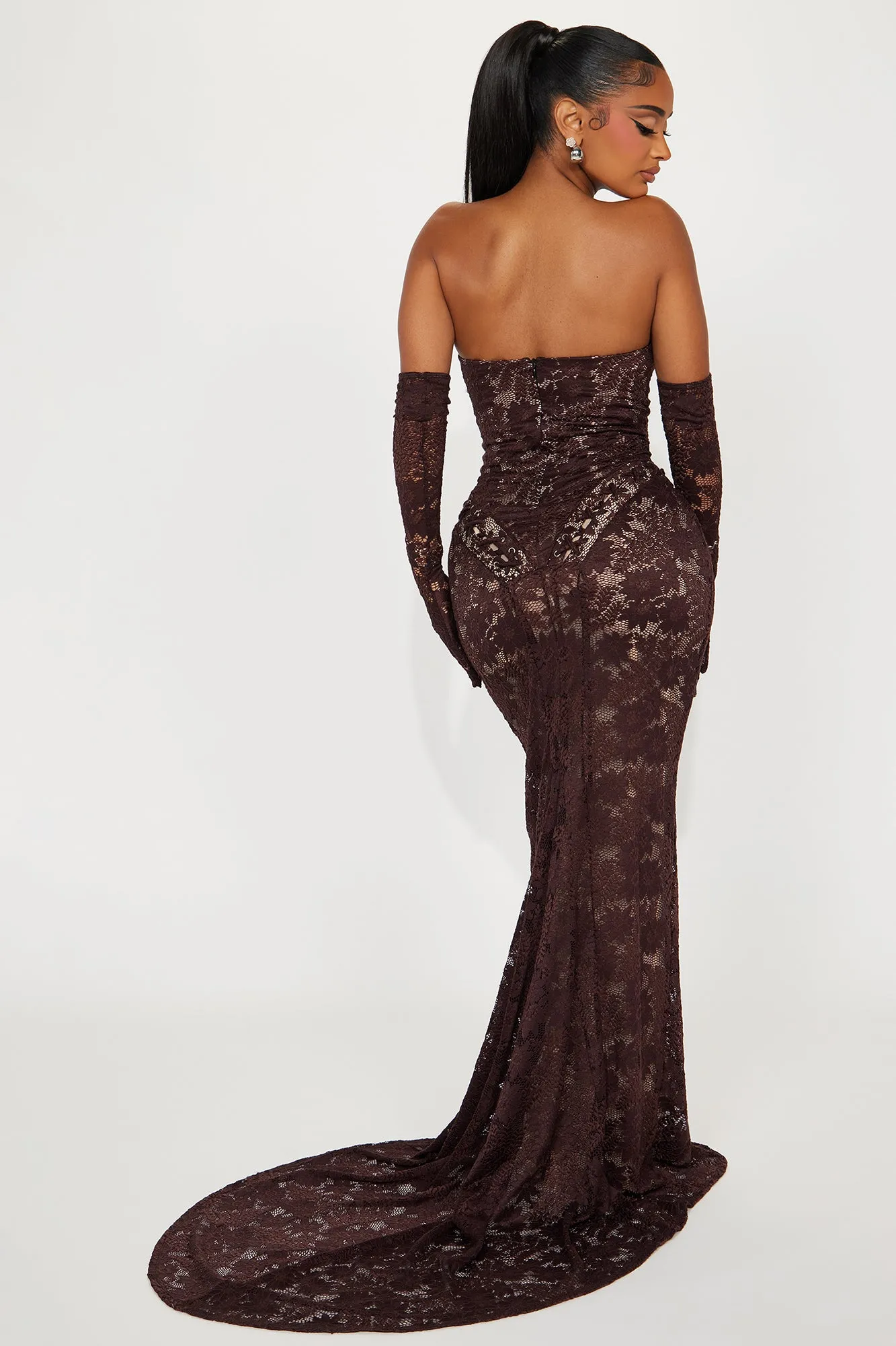 Miranda Lace Maxi Dress - Chocolate sold by Fashion Nova product image thumbnail 3