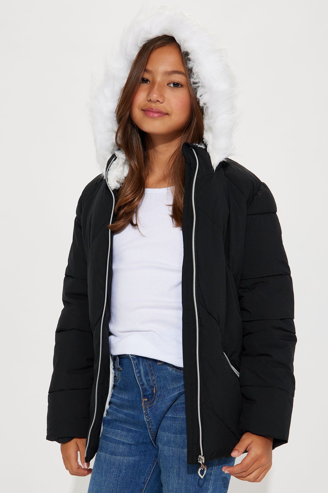 Mini Keep My Heart Warm Puffer Jacket - Black sold by Fashion Nova product image thumbnail 3