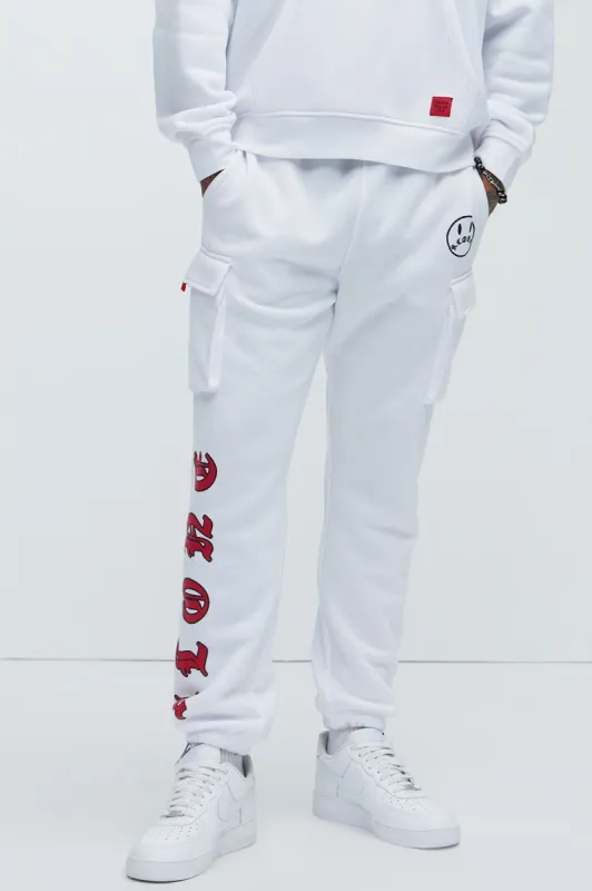 Never Alone Cargo Sweatpant - White sold by Fashion Nova