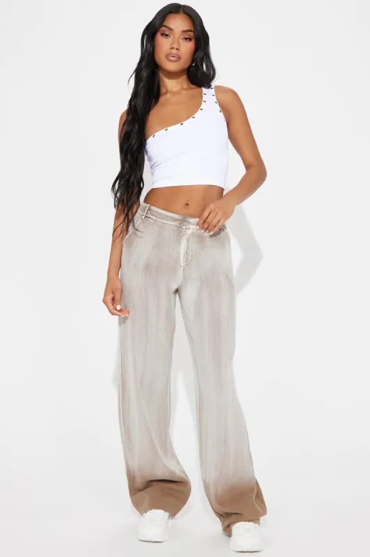 Genesis Washed Wide Leg Pant - Taupe sold by Fashion Nova