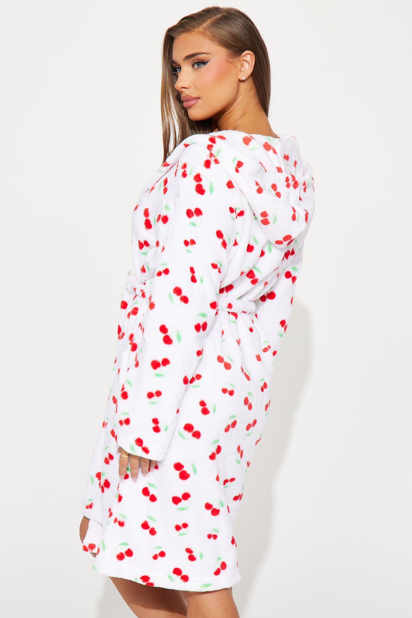 Cherry Cutie Plush PJ Robe - White/combo sold by Fashion Nova product image thumbnail 3