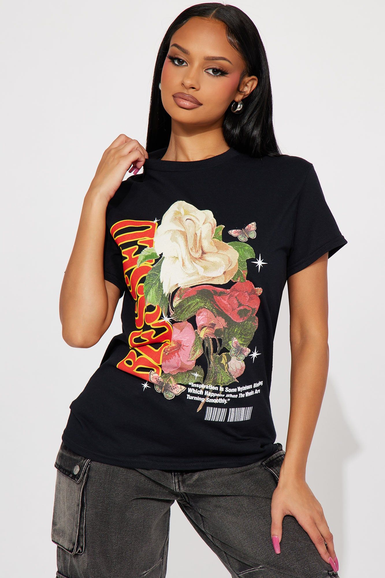 Blessed And Unbothered Graphic Tshirt - Black sold by Fashion Nova