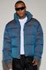 Stormy Iridescent Nylon Cropped Puffer Jacket - Blue sold by Fashion Nova