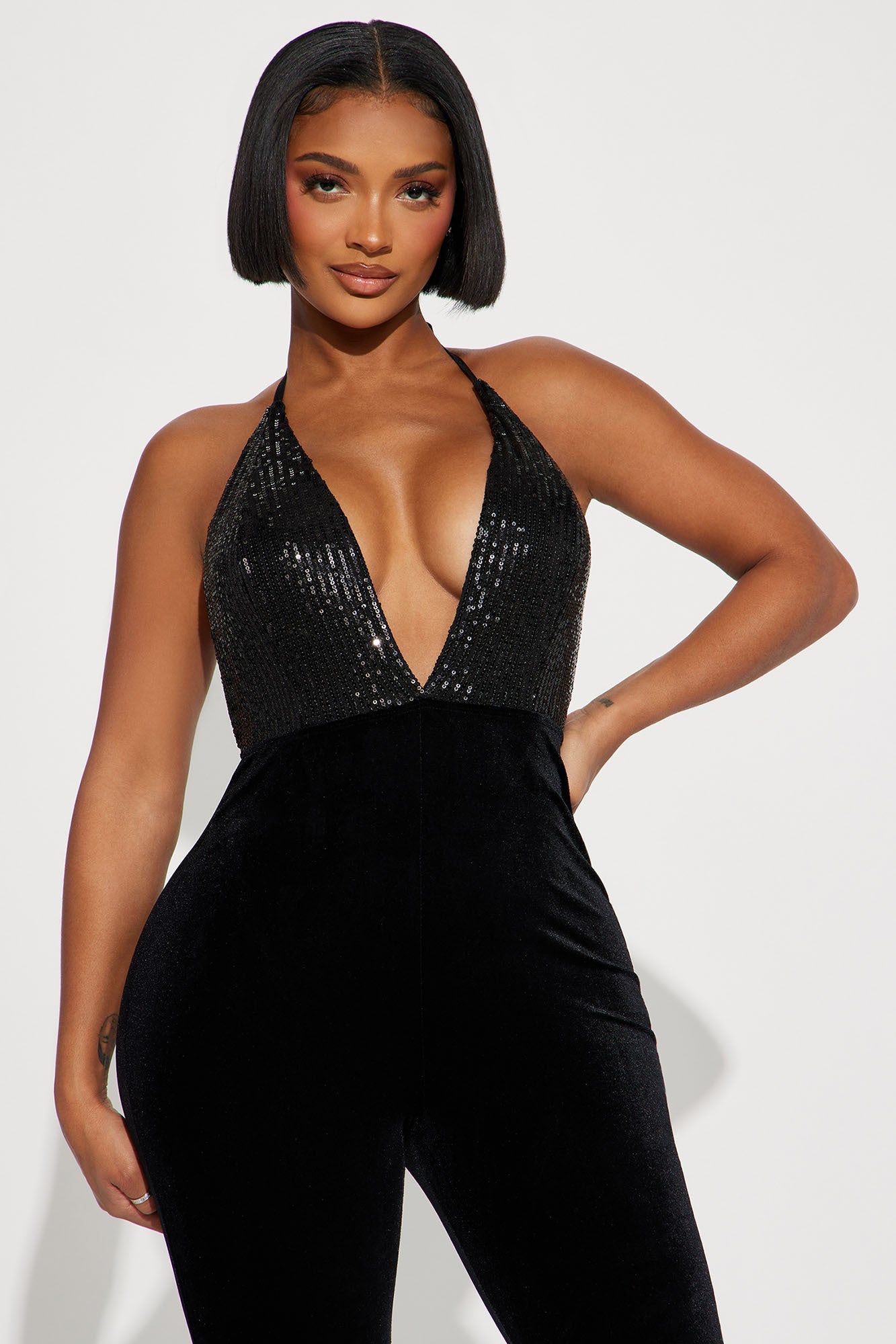 Iconic Image Velvet Jumpsuit - Black sold by Fashion Nova product image thumbnail 2