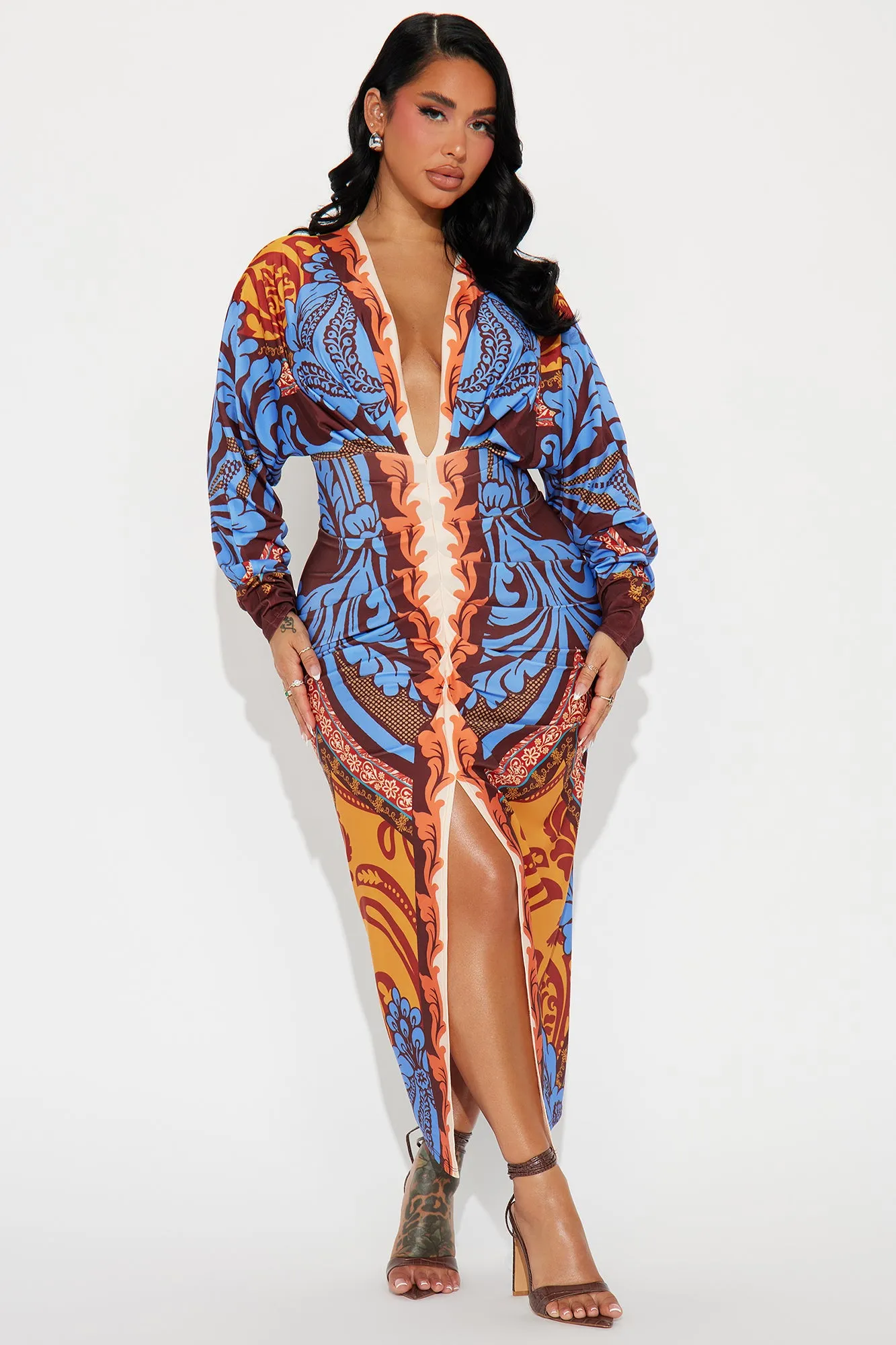 City Nights Ankle Maxi Dress - Purple/combo sold by Fashion Nova