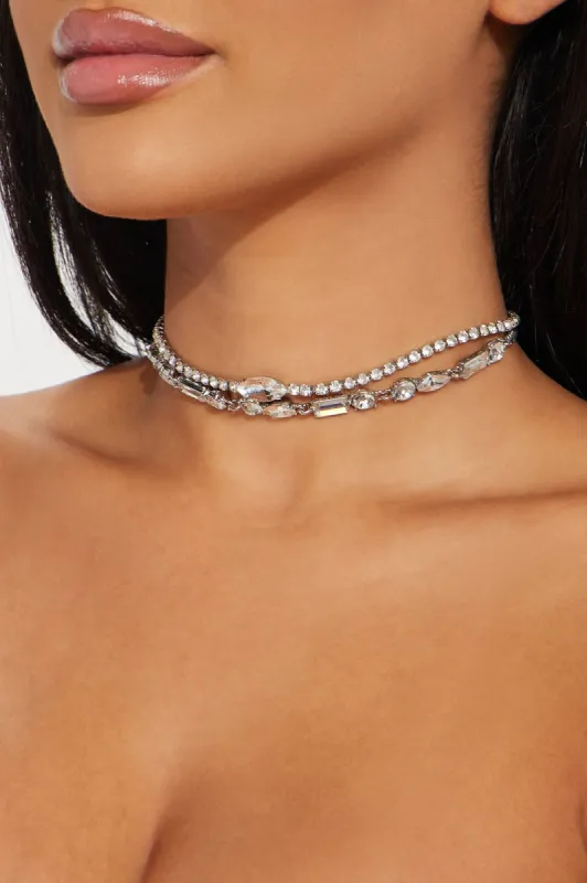 Popstar Choker Necklace - Clear/Silver sold by Fashion Nova