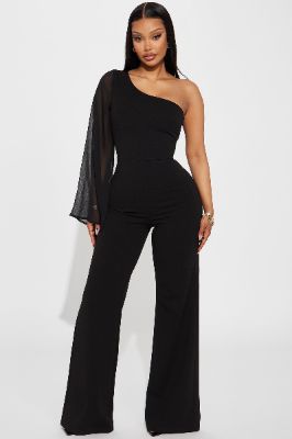Stassi One Shoulder Jumpsuit  - Black sold by Fashion Nova