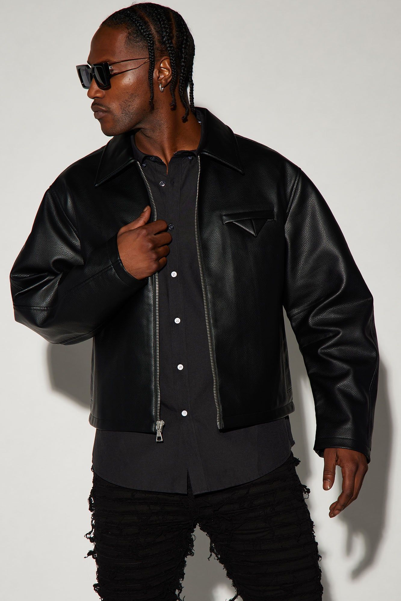 Houston Faux Leather Cropped Jacket - Black sold by Fashion Nova