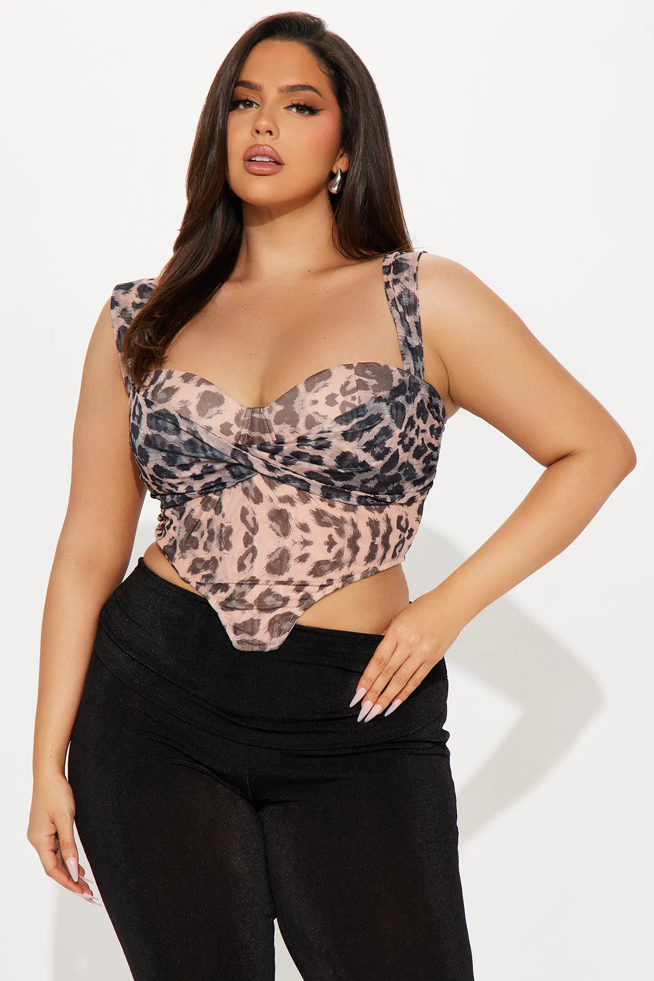 Fierce Mesh Corset Top - Brown/combo sold by Fashion Nova product image thumbnail 4