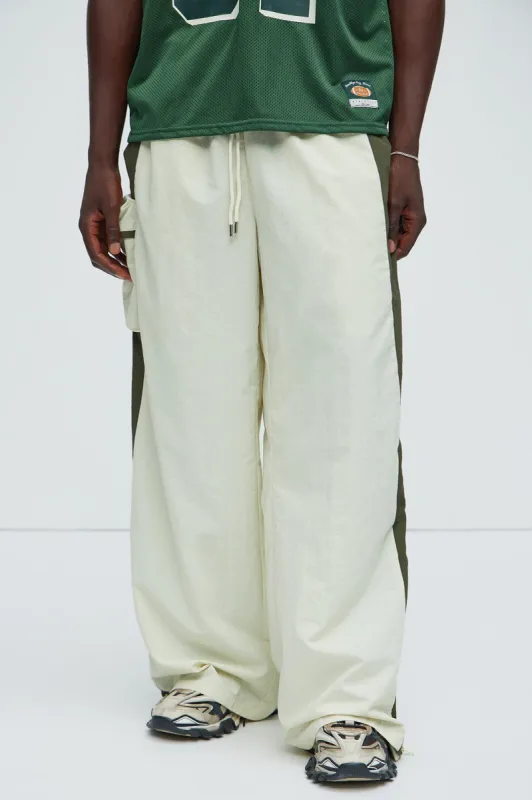 Side With Me Zipper Nylon Pants - White/combo sold by Fashion Nova