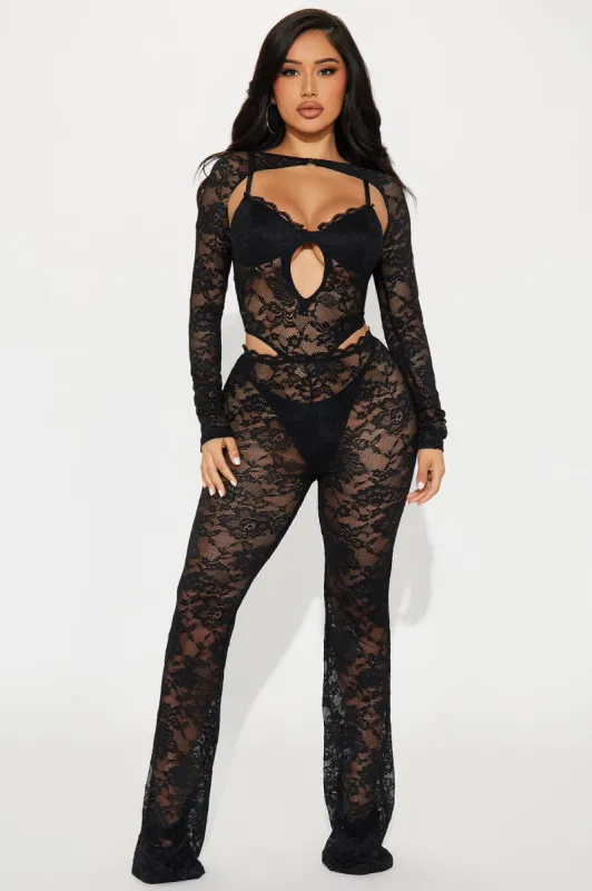 Capri Lace Jumpsuit - Black sold by Fashion Nova