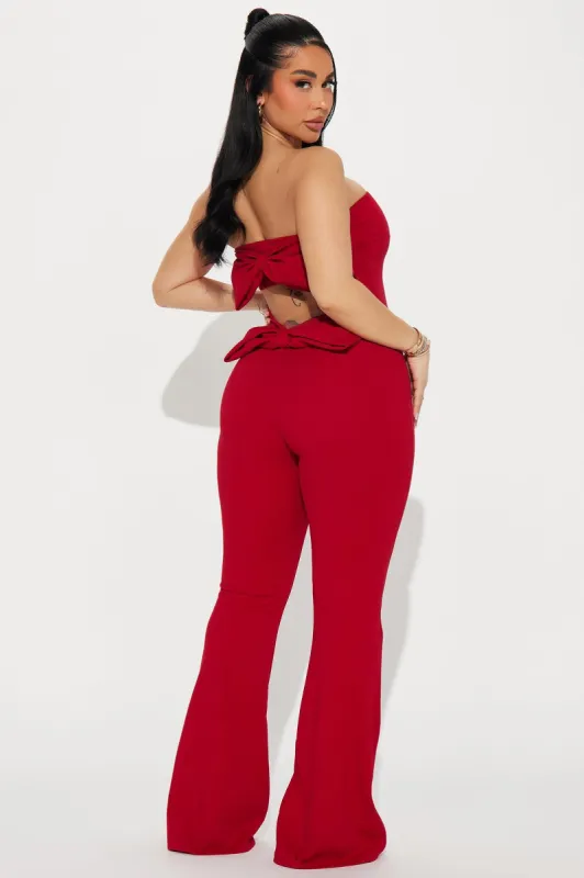 Bow Affair Jumpsuit - Red sold by Fashion Nova