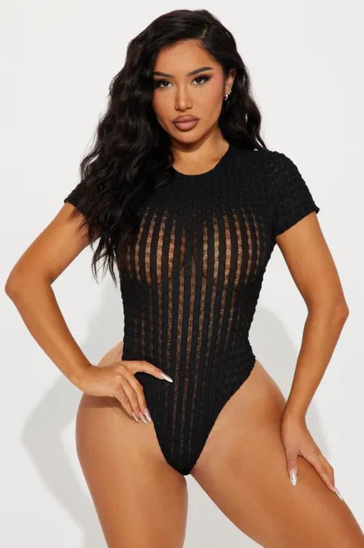 Tiana Textured Bodysuit - Black sold by Fashion Nova