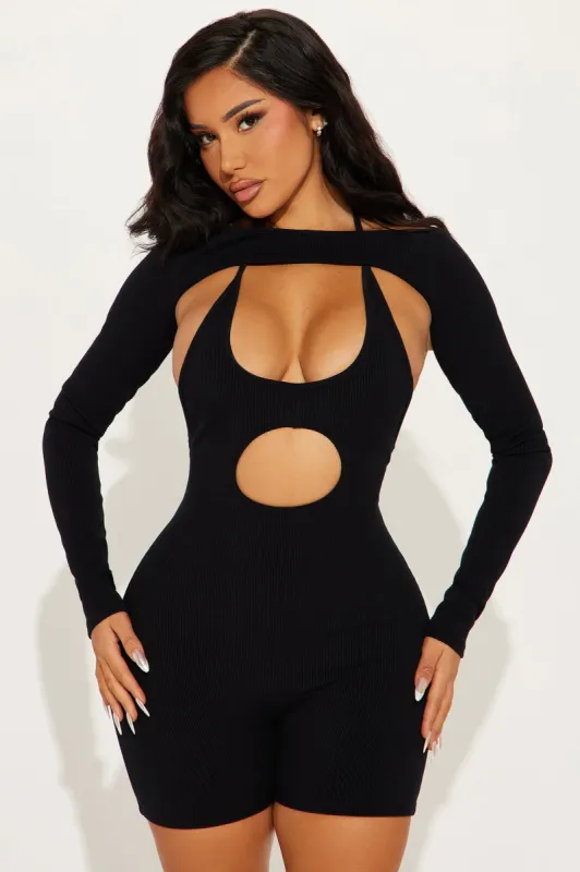 Karah Snatched Romper - Black sold by Fashion Nova