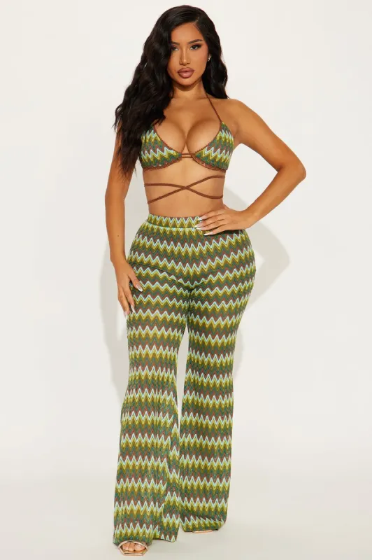Vacation Addict Crochet Pant Set - Green/combo sold by Fashion Nova