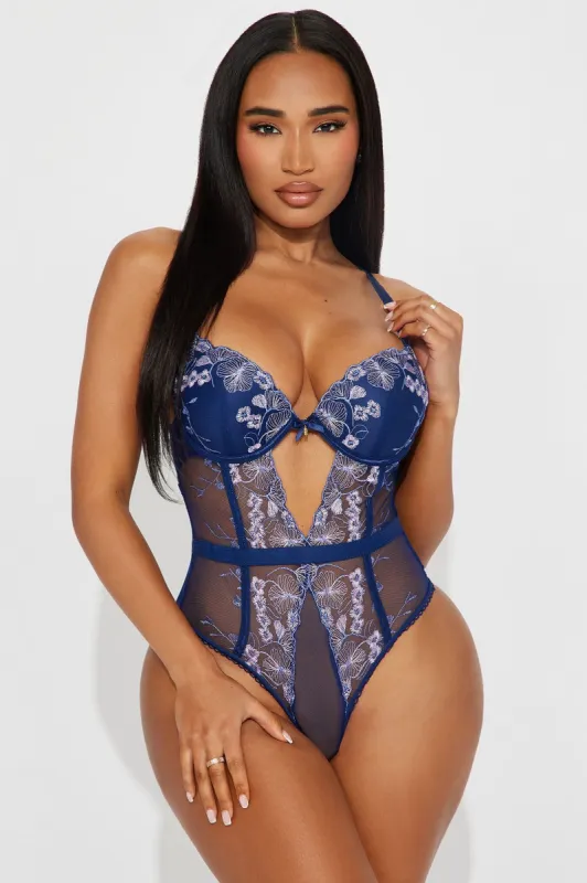 When I Look At You Mesh Teddy - Navy sold by Fashion Nova
