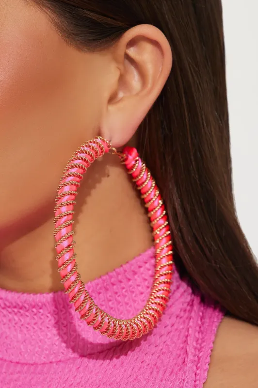 Summer Fun Hoop Earrings - Pink sold by Fashion Nova
