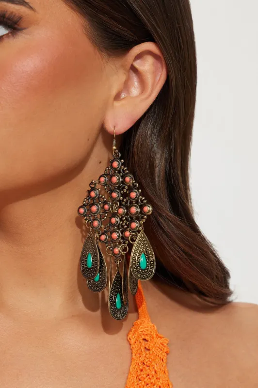 Gorgeous Jewel Drop Earrings - Antique Gold sold by Fashion Nova