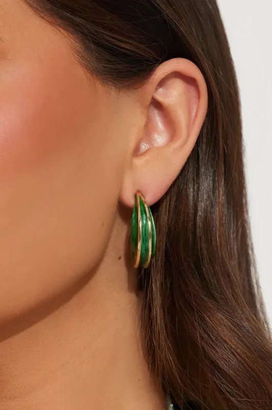 Solaria Earrings - Gold/Green sold by Fashion Nova