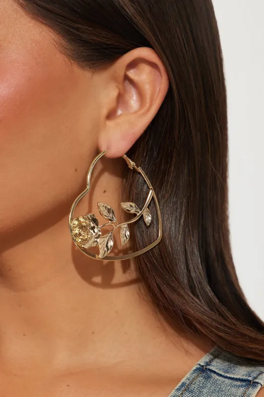 Promise Me Flowers Hoop Earrings - Gold sold by Fashion Nova
