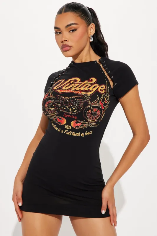 Freedom Rider Micro Mini Dress - Black sold by Fashion Nova