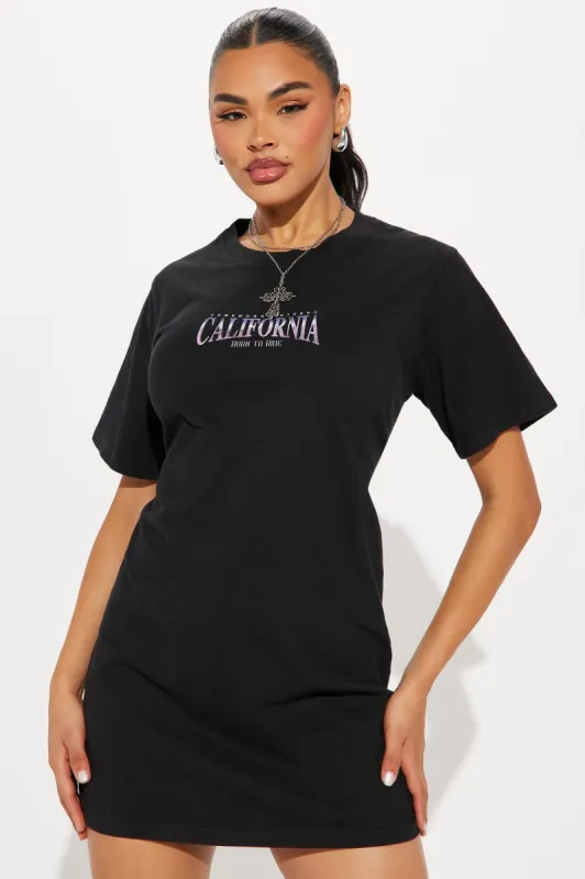 California Mini T-Shirt Dress - Black/combo sold by Fashion Nova