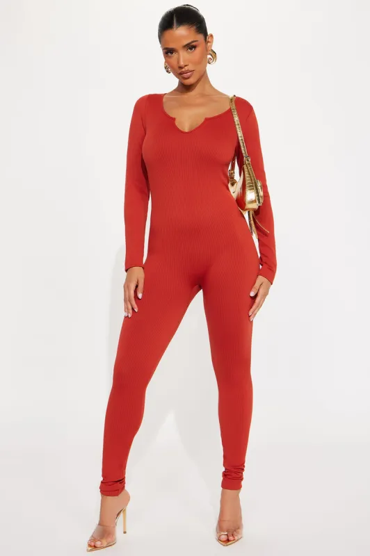 Giada Seamless Jumpsuit - Rust sold by Fashion Nova