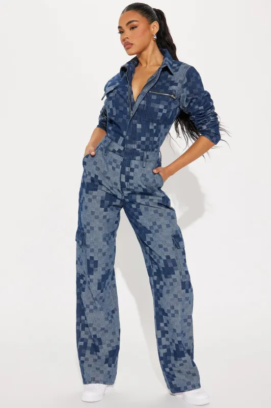 Always My Best Denim Jumpsuit - Medium Wash sold by Fashion Nova