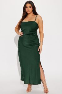 Elicia Satin Maxi Dress - Green sold by Fashion Nova