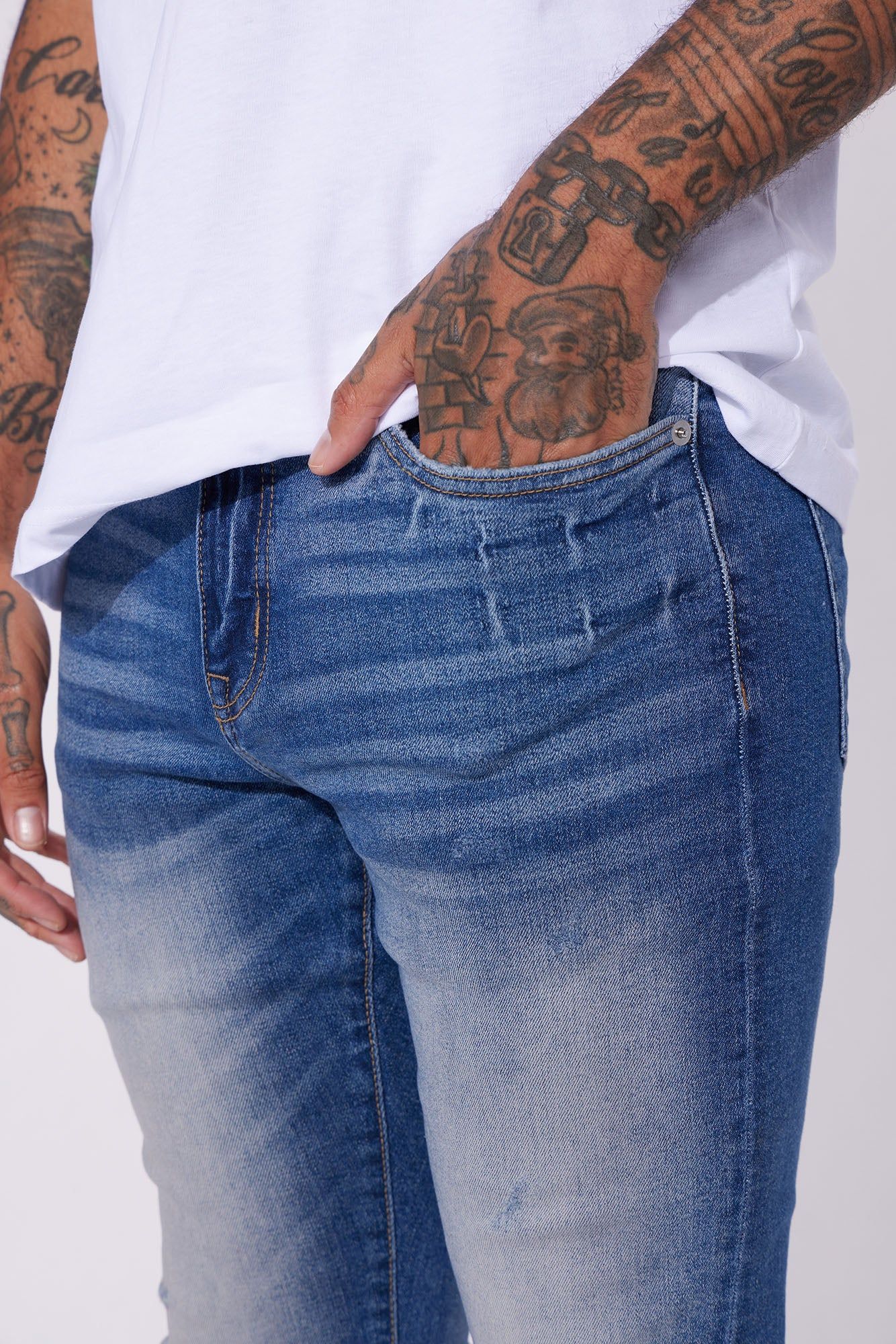 Held You Close Stacked Skinny Flare Jeans - Medium Blue Wash sold by Fashion Nova product image thumbnail 4