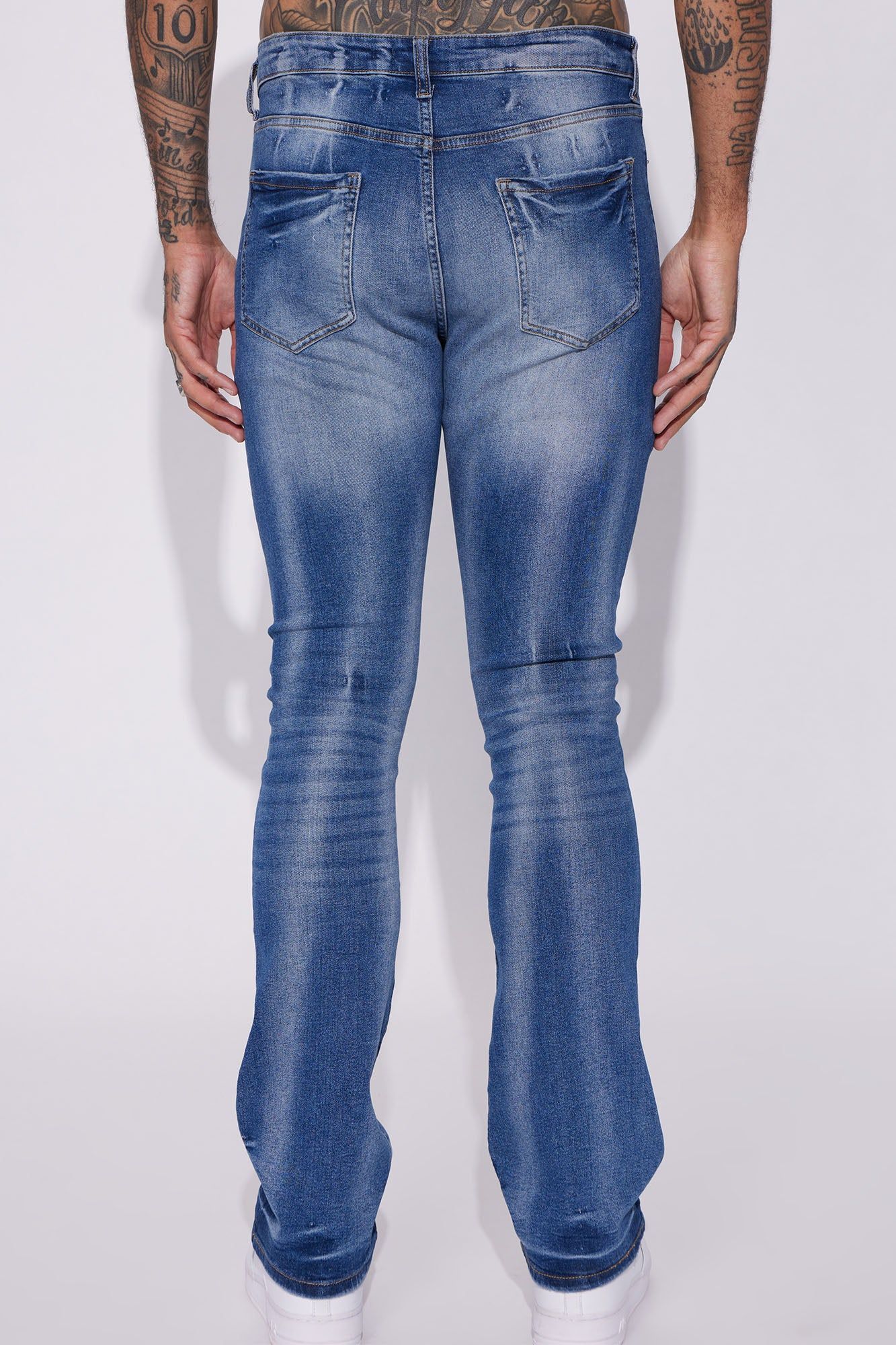 Held You Close Stacked Skinny Flare Jeans - Medium Blue Wash sold by Fashion Nova product image thumbnail 6