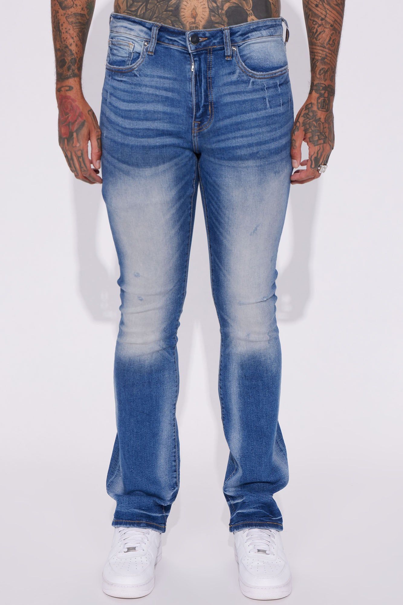 Held You Close Stacked Skinny Flare Jeans - Medium Blue Wash sold by Fashion Nova product image thumbnail 5