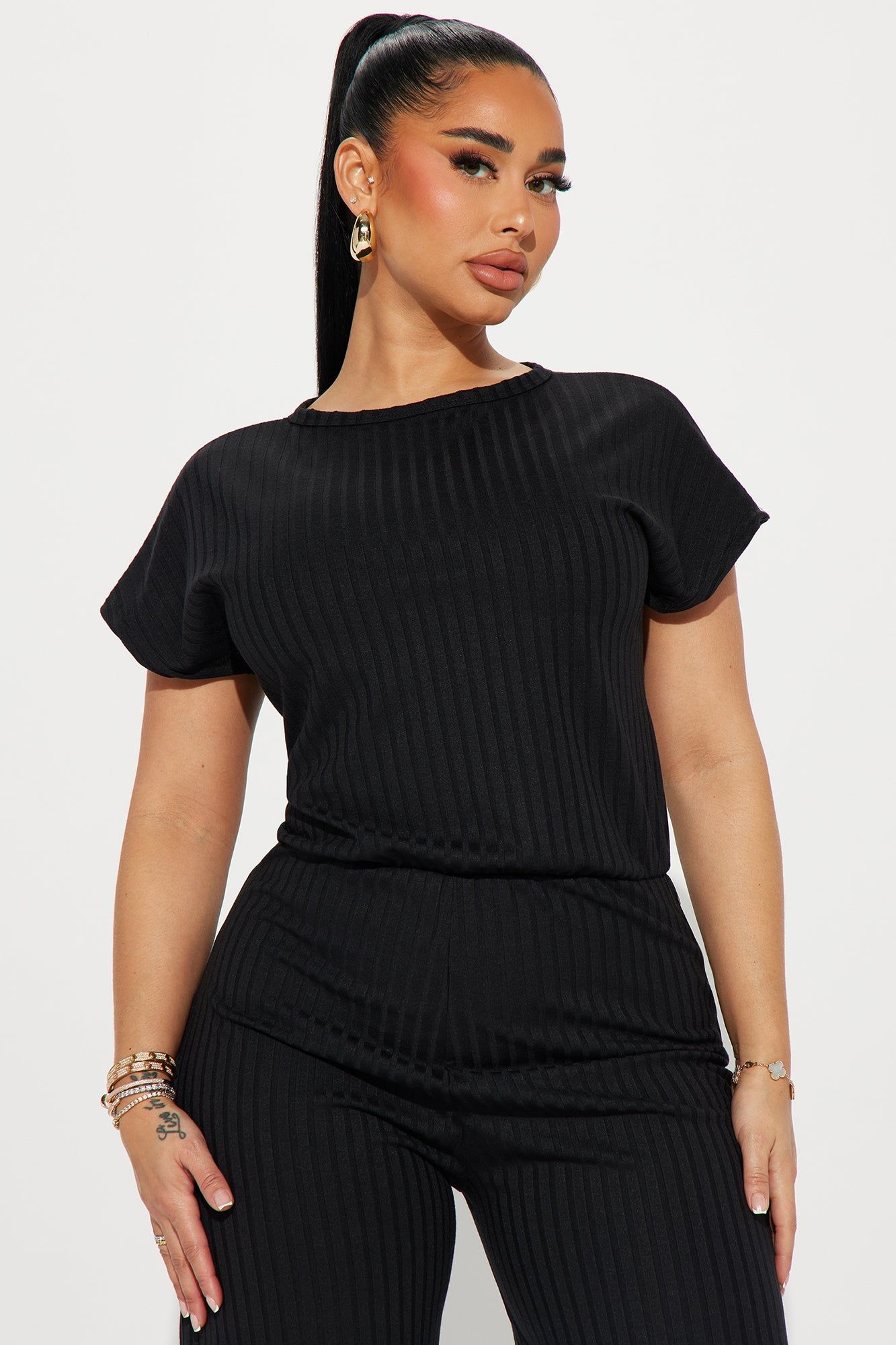 Too Little Too Late Ribbed Jumpsuit - Black sold by Fashion Nova product image thumbnail 2