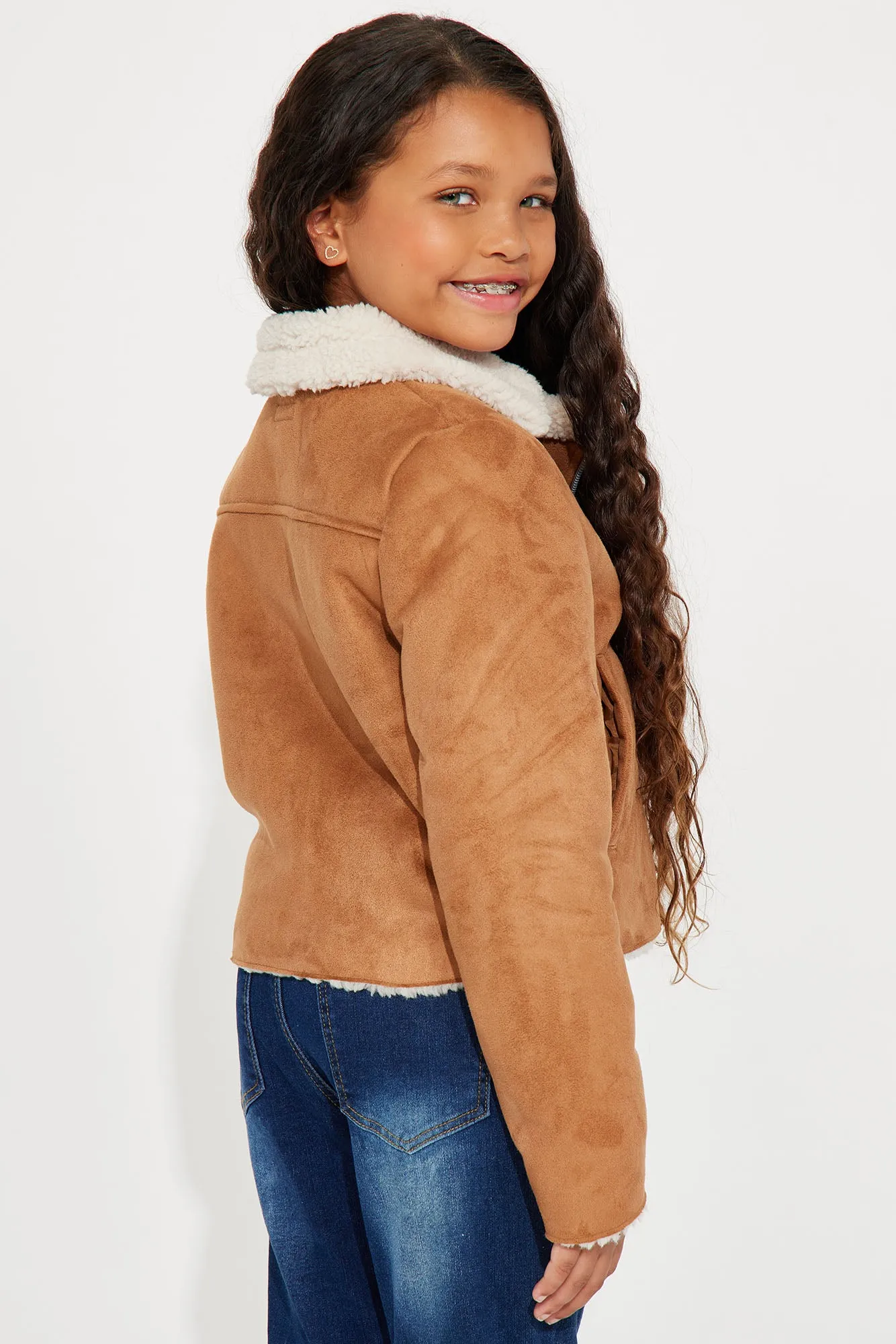 Mini Cold Yet Cute Sherpa Lined Moto Jacket - Brown sold by Fashion Nova product image thumbnail 4