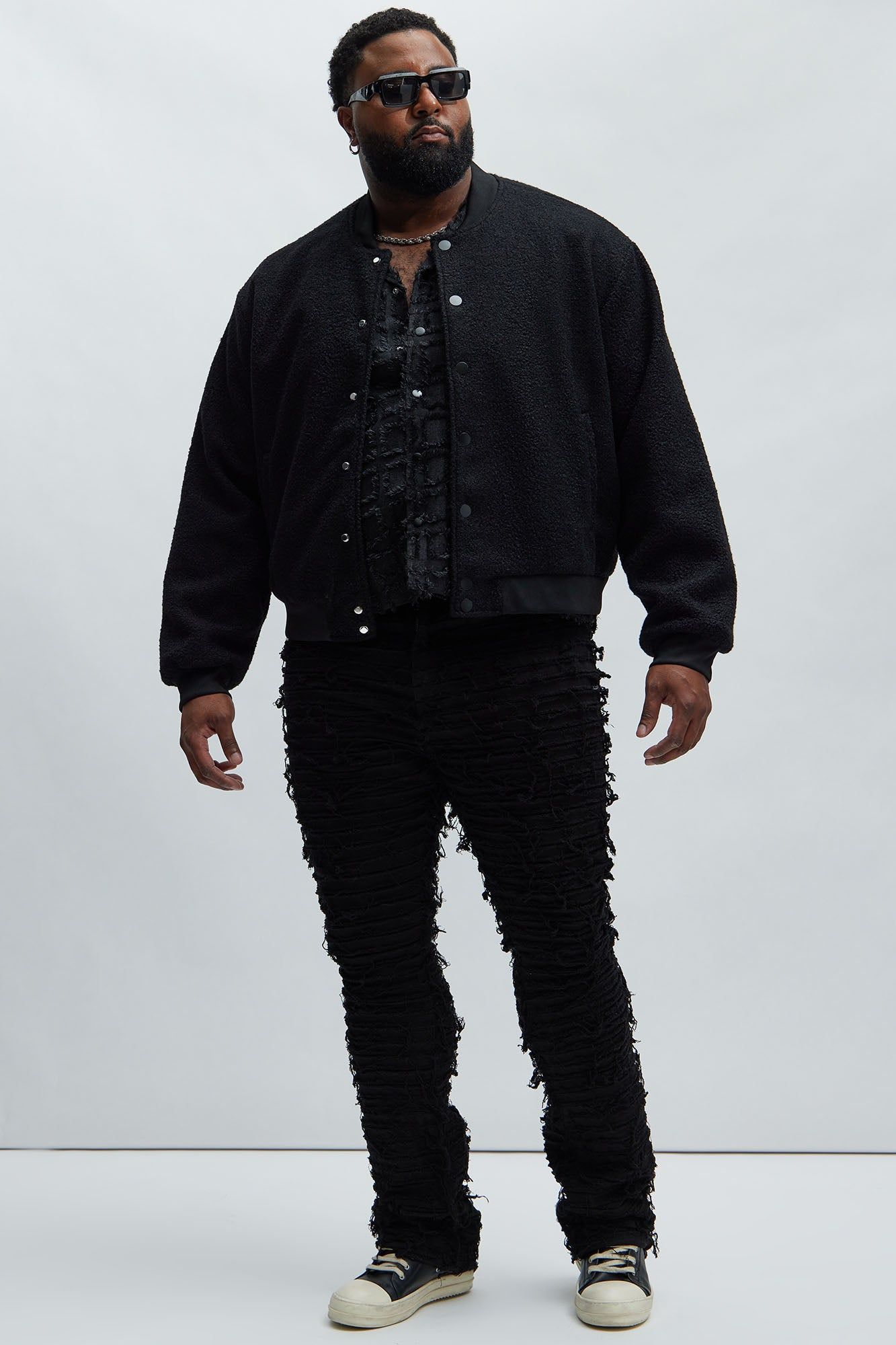 End Up Boucle Varsity Jacket - Black sold by Fashion Nova product image thumbnail 5