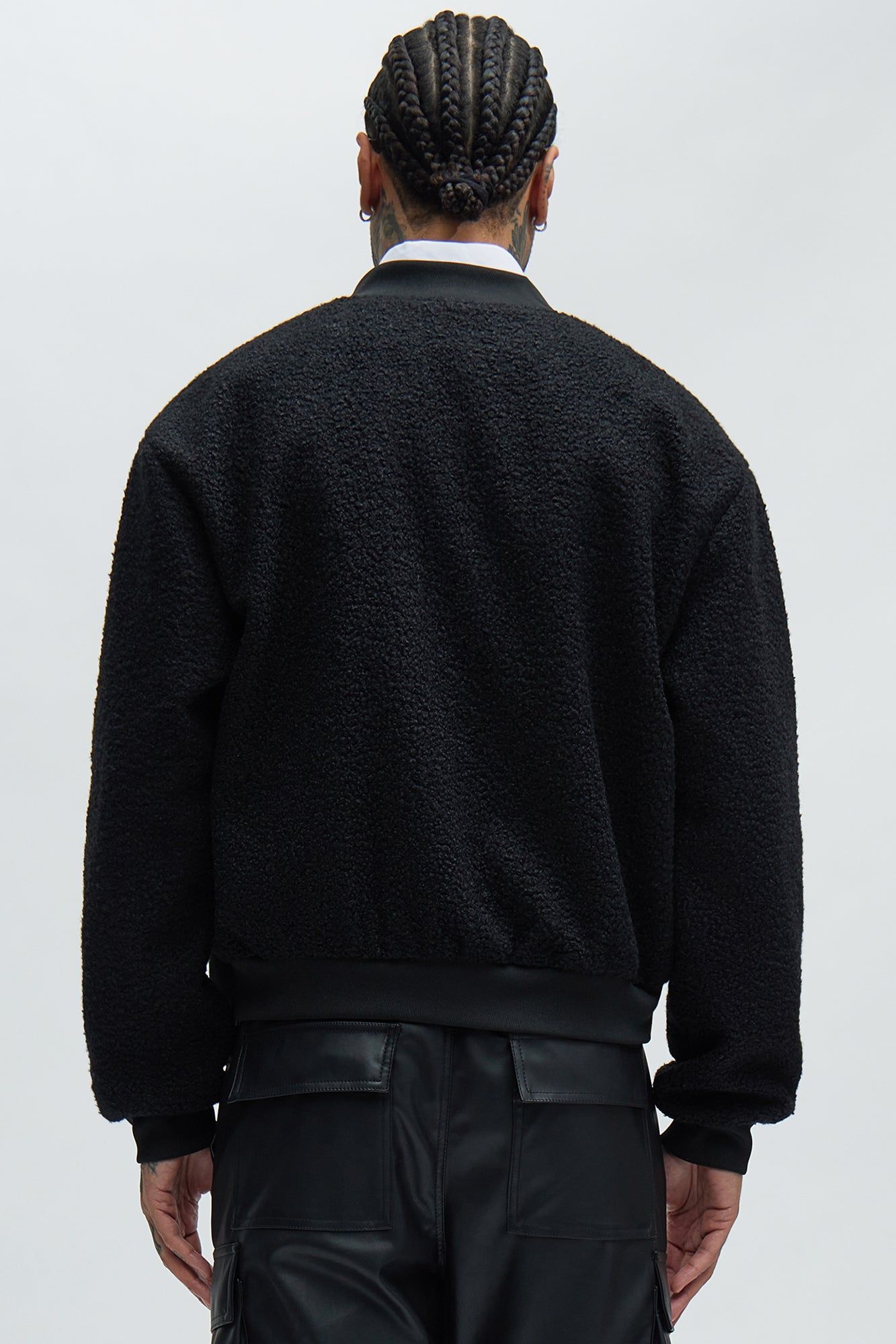 End Up Boucle Varsity Jacket - Black sold by Fashion Nova product image thumbnail 3