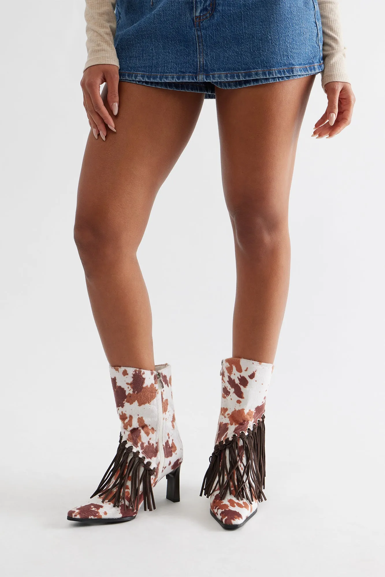 Dolly Fringe Booties - Brown/combo sold by Fashion Nova product image thumbnail 3