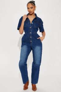 Searching For Your Love Denim Jumpsuit - Medium Wash sold by Fashion Nova